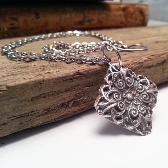 Items similar to PMC Fine Silver Jewelry Oxidized Diamond Filigree ...