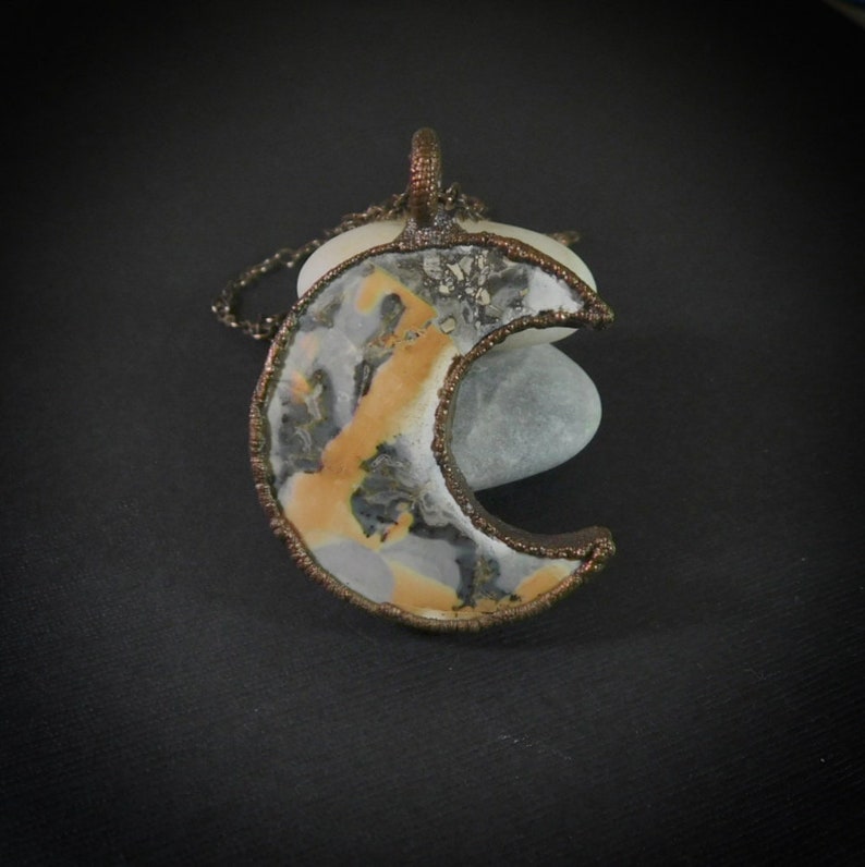 Maligano Jasper Copper Electroformed Moon Necklace