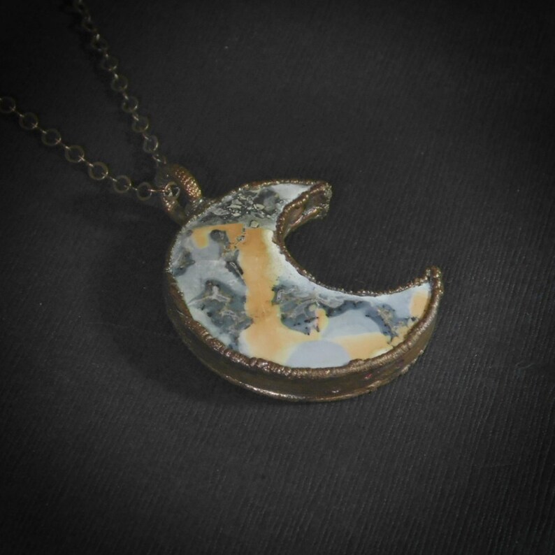 Maligano Jasper Copper Electroformed Moon Necklace