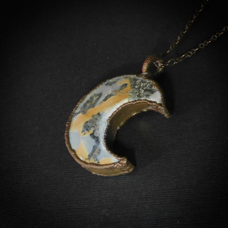 Maligano Jasper Copper Electroformed Moon Necklace
