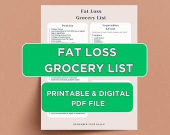 Fat Loss, Grocery List, Food List, Shopping List, Food Guide, List Printable, Healthy Eating, Whole Foods, Eat Clean, Real Food PDF File