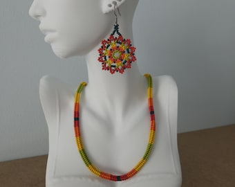Handmade Beaded Jewelry Set – Matching Necklace and Earrings – Elegant and Colorful Boho