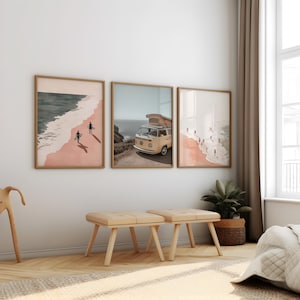 Set of 3 Minimalist Swimming Prints | Beachy Wall Art | Beach Gallery Wall Art Set | Swimming Pool Art | Beach House Art | Digital Download