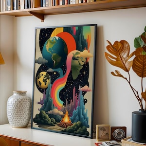Sky-Landscape Surreal Painting, Ready to Hang, Framed Canvas Print, Surrealism Art Gift