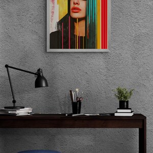 Contemporary Striped Wall Art, Abstract Woman Decor, Colorful Art Print, Stripes Print, Minimalist Portrait Illustration, Eclectic Fine Art