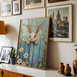 Impressões neutras de primavera para impressão, galeria de arte de parede de primavera, pintura de coelho da Páscoa, pinturas de Páscoa de fazenda, decoração de fazenda de Páscoa