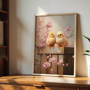 Impressões neutras de primavera para impressão, galeria de arte de parede de primavera, pintura de coelho da Páscoa, pinturas de Páscoa de fazenda, decoração de fazenda de Páscoa