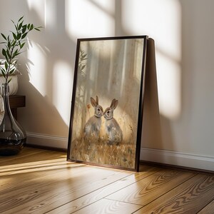 Impressões neutras de primavera para impressão, galeria de arte de parede de primavera, pintura de coelho da Páscoa, pinturas de Páscoa de fazenda, decoração de fazenda de Páscoa