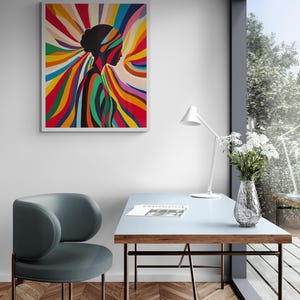 Contemporary Striped Wall Art, Abstract Woman Decor, Colorful Art Print, Stripes Print, Minimalist Portrait Illustration, Eclectic Fine Art