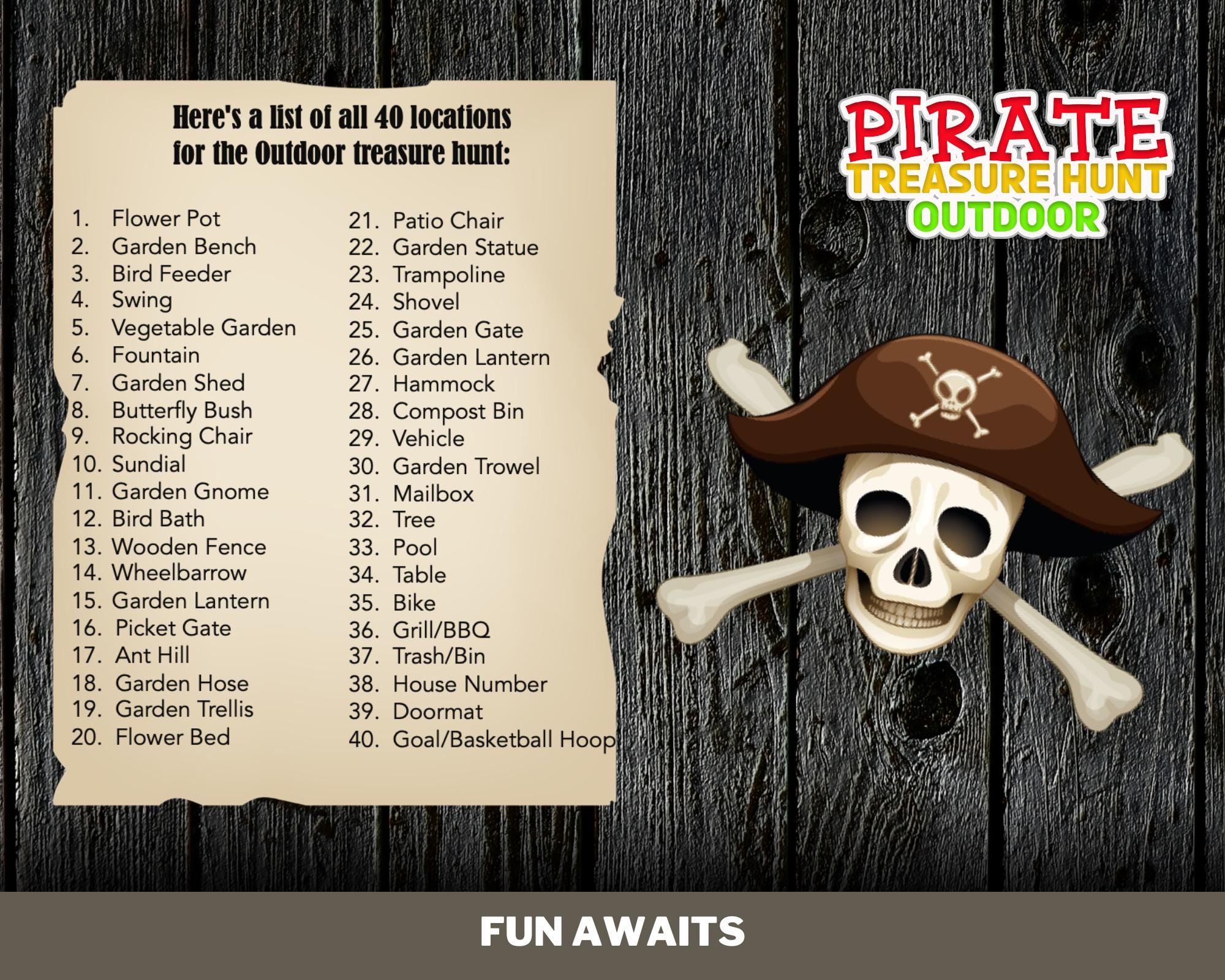 Pirate Treasure Hunt Outdoor | Pirate Scavenger Hunt Outdoor | Game for ...