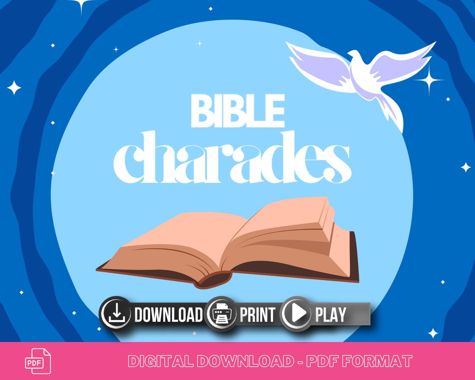 Bible Charades Game Printable Charades Party Game Bible Theme Cards