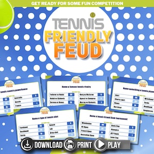 Freundschaftsspiel - Tennis | Druckbares Fehde-Stil Spiel | Partyspiel Karten | Gruppenspielabend Spaß | Sofort Download