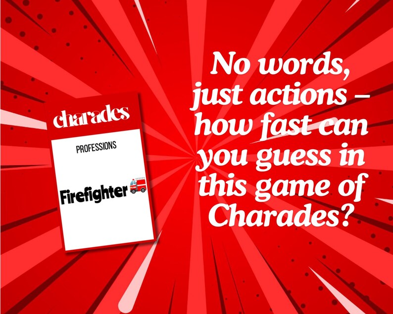 Family Edition Charades Game Printable | Charades Party Game | Family ...