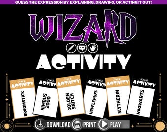 Wizard Activity Game Printable | Activity Party Game | Harry Theme Cards | Family or Adult Game Night | Instant Download