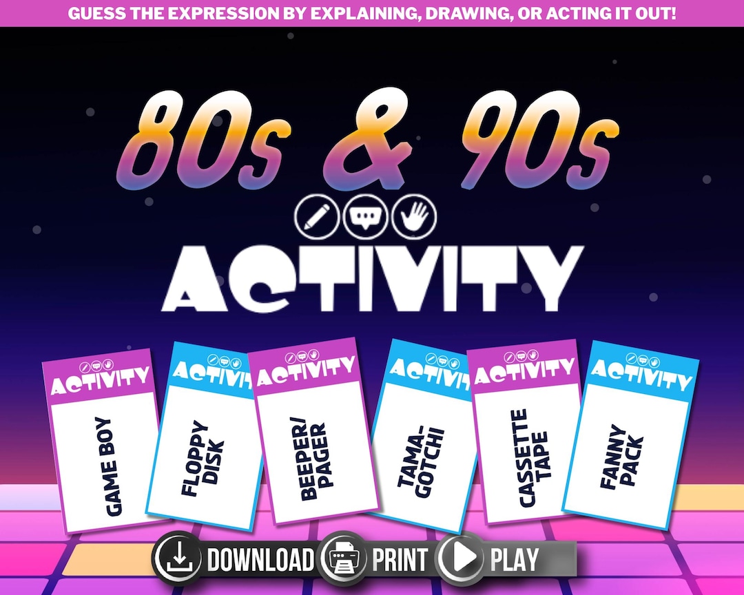 80s & 90s Nostalgia Activity Game Printable | Activity Party Game | 80s ...