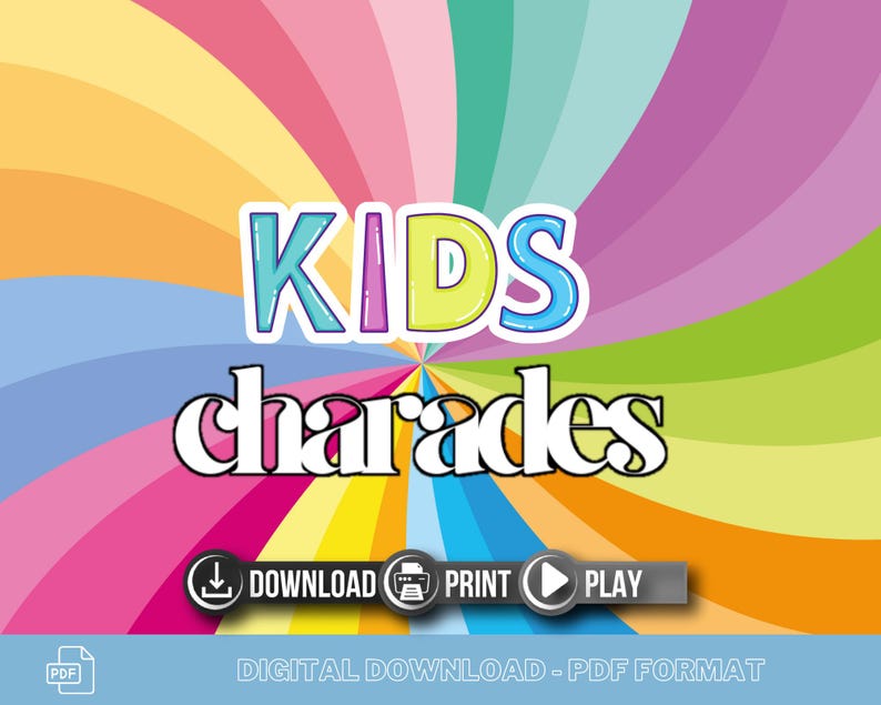 Kids Charades Game: 100 Printable Theme Cards (instant Download) - Etsy