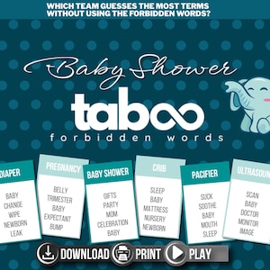 Baby Shower Neutral Taboo Game Printable / Taboo Party Game / Baby Shower Neutral Theme Cards / Family or Adult Game Night / Download immediato