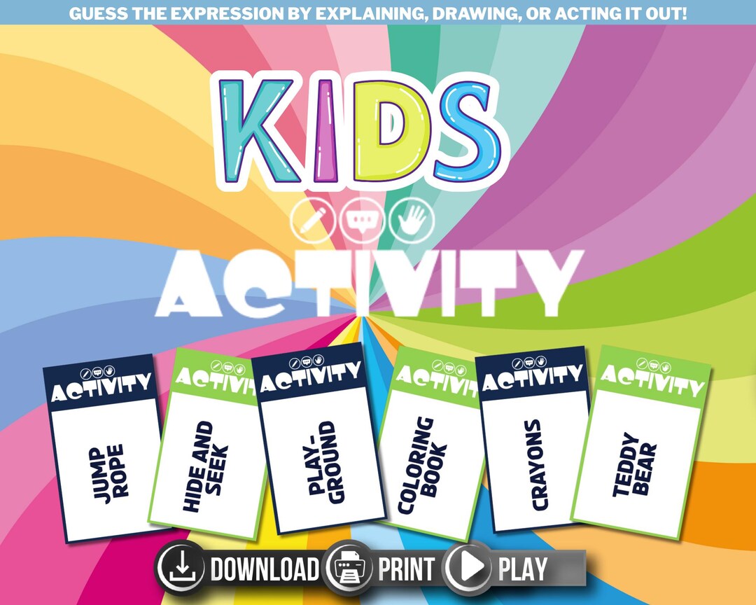 Kids Activity Game Printable | Activity Party Game | Kids Theme Cards ...