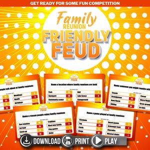 Friendly Feud - Riunione di famiglia / Gioco in stile Feud stampabile / Carte per giochi di società / Divertimento serale di gioco di gruppo / Download immediato