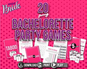 Junggesellinnenabschied 20er Bündel | Ultimative Junggesellinnenabschied Spiele | Fun Kit für Brautjungfern und Hennen | Nur für Erwachsene | Sofort Download