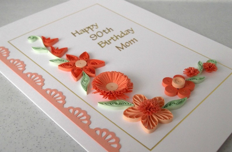 Quilled 90th birthday card paper quilling mom mum can be | Etsy