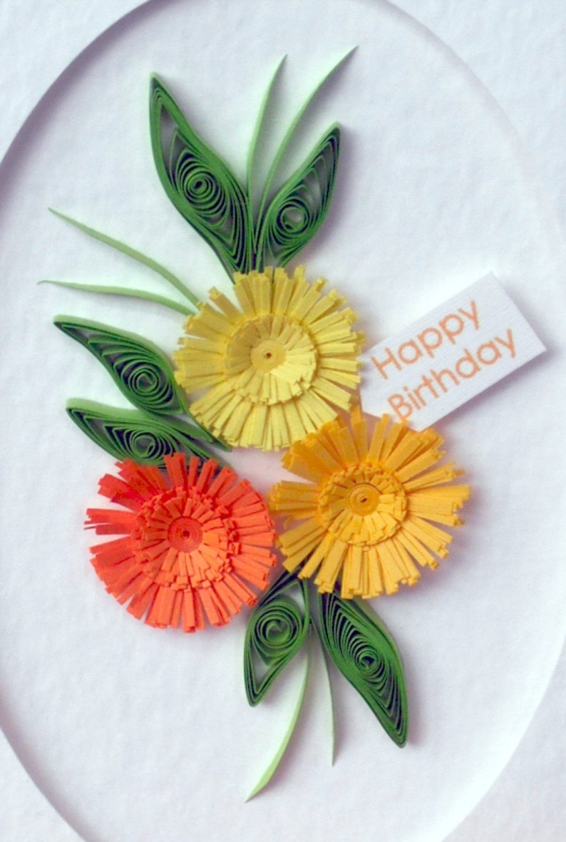 Quilled birthday card, personalized, handmade, quilled image 3