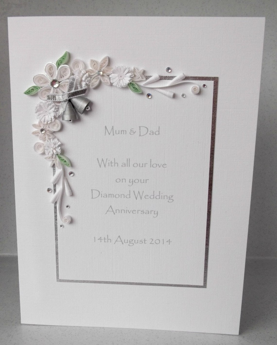 60th Diamond Wedding Anniversary Card Personalised Handmade Etsy