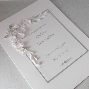 Carte de félicitations piquantes pour le jour du mariage, personnalisée, nom et date, piquants, fait main