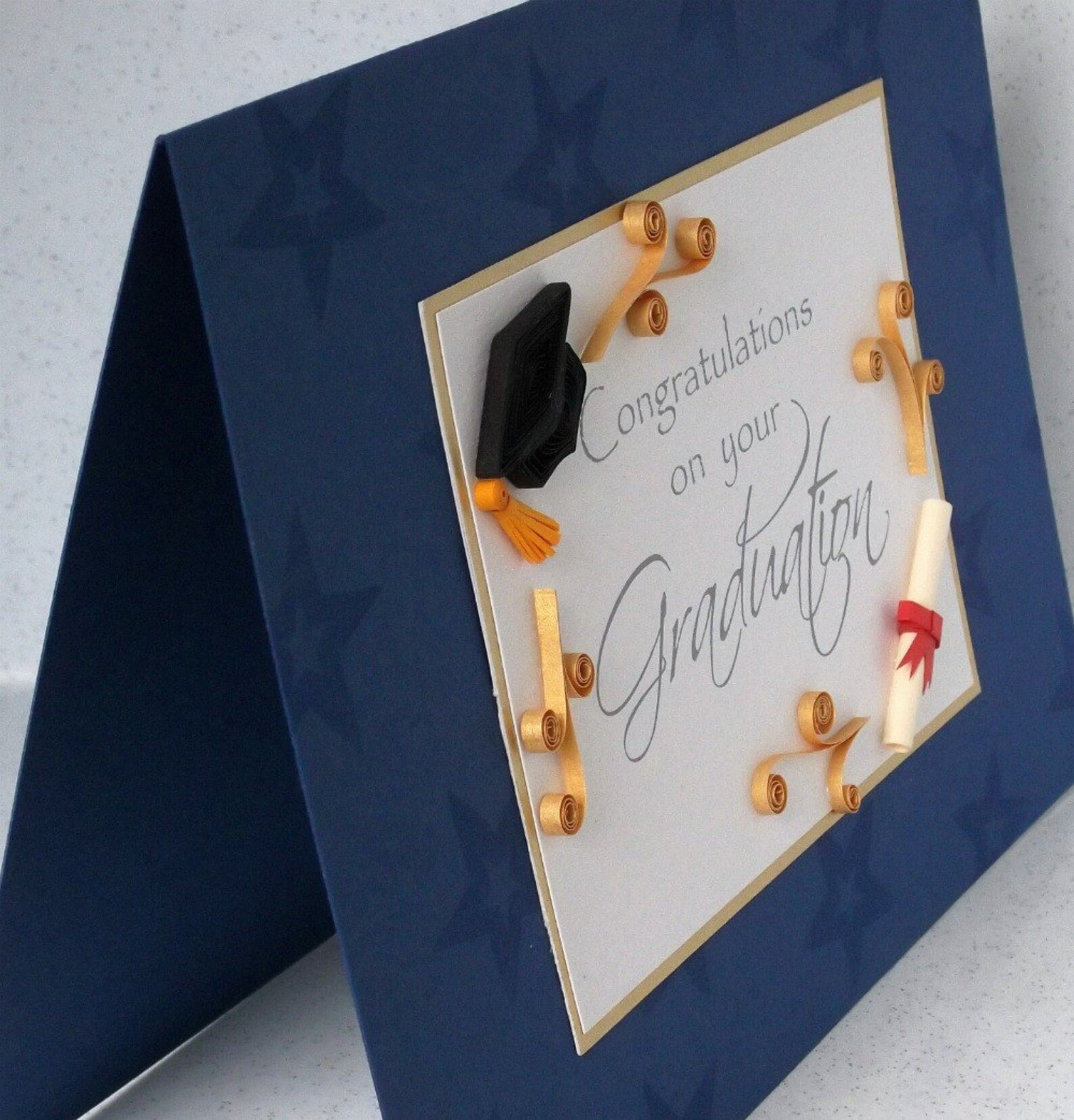 Graduation Card Quilled Handmade Congratulations Etsy