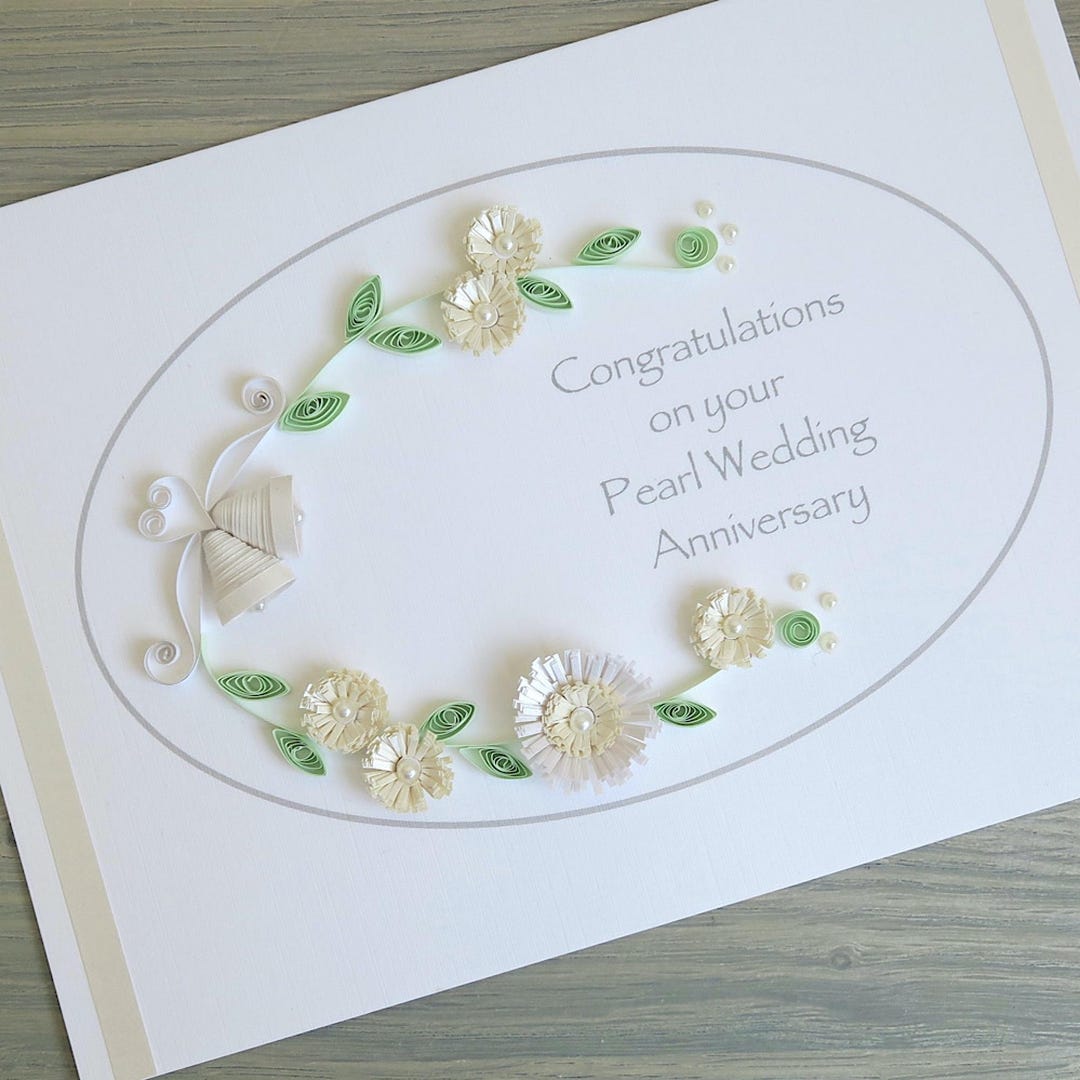 Handmade Pearl 30th Anniversary Card With Paper Quilling - Etsy