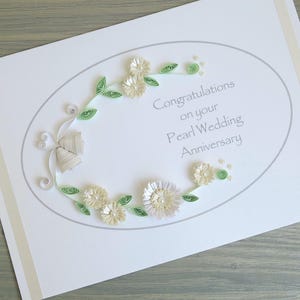 Carte 30e anniversaire en perles faite main avec quilling en papier