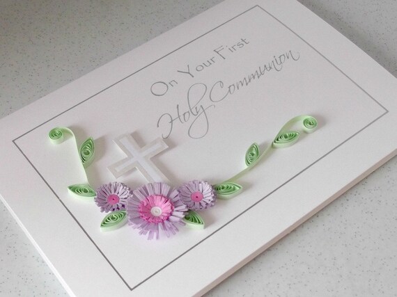 Quilling Carte De Premiere Communion Sainte Fleurs A La Main Etsy Quilling Carte De Premiere Communion Sainte Fleurs A La Main Etsy