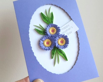 Happy Mother's Day card with paper quilling flowers, handmade