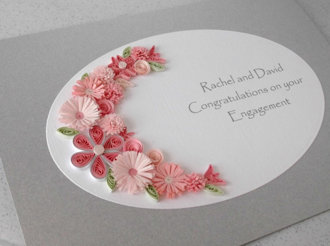 Quilled Handmade Engagement Congratulations Card Personalized Etsy