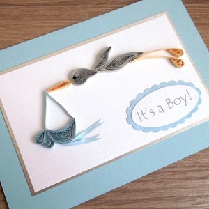Handgemachte Grußkarte zur Geburt für Baby Mädchen mit Storch in Rosa Handgemachte Grußkarte zur Geburt für Baby Mädchen mit Storch in Rosa