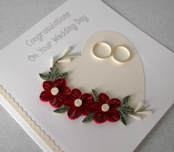 quilling handmade Wedding card wedding wishes, quilled congratulations