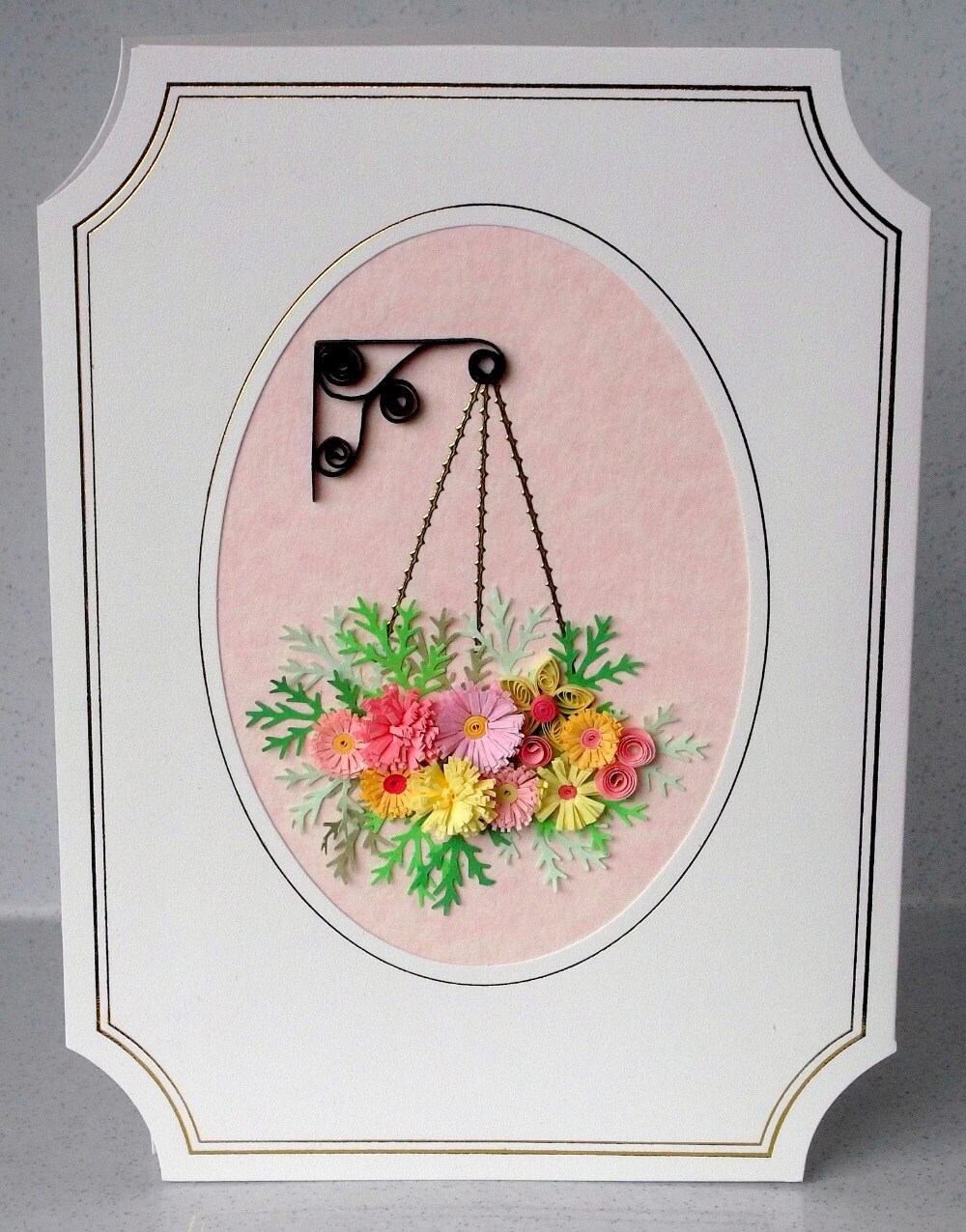 Quilled flower birthday card quilling hanging basket Etsy