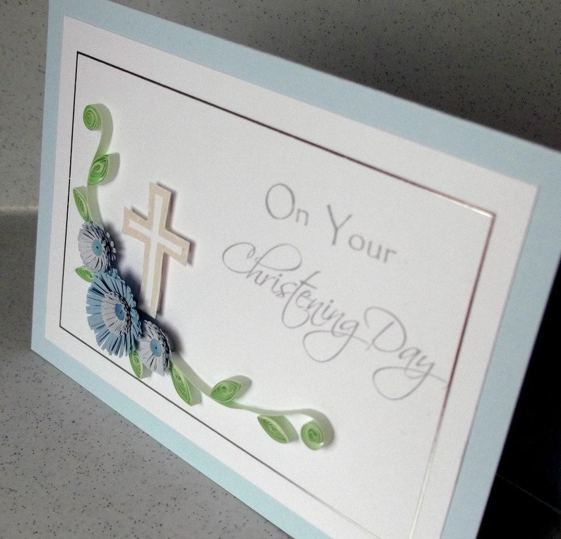 Quilling Christening Card Pale Blue for a Baby Boy Handmade Etsy