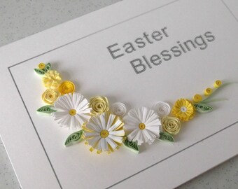 Happy Easter card, quilled flowers, handmade, Easter Blessings