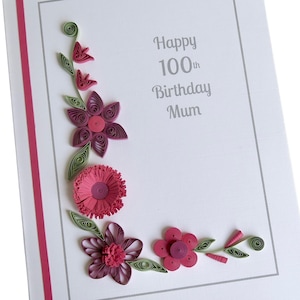 Carte 100e anniversaire personnalisée, pour tous les âges et tous les prénoms, avec des fleurs piquantes
