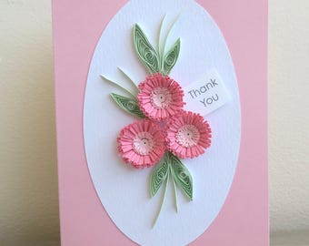 Thank you card with quilled daisies and personalised message