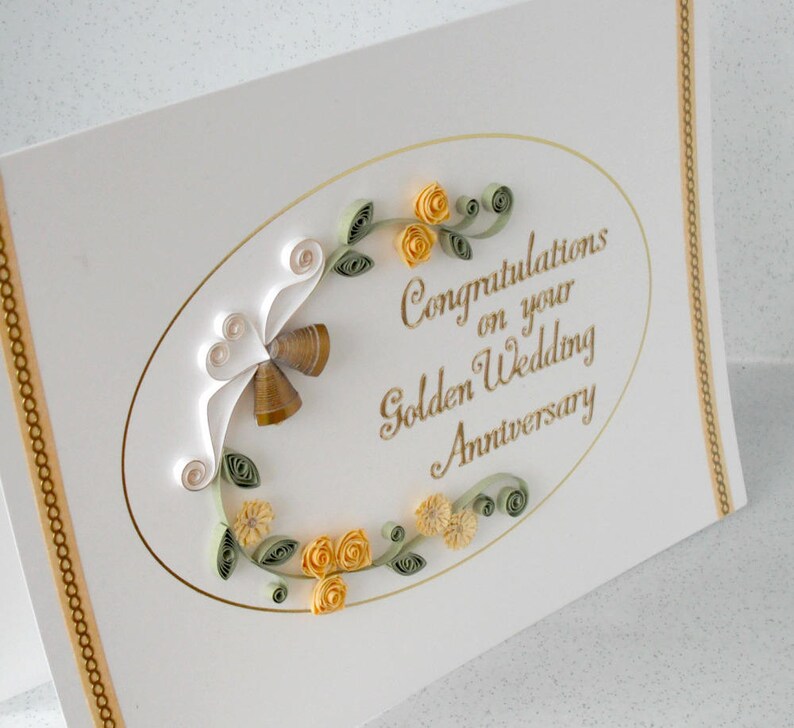 50th Anniversary Card Golden Wedding Quilled Paper Quilling Etsy