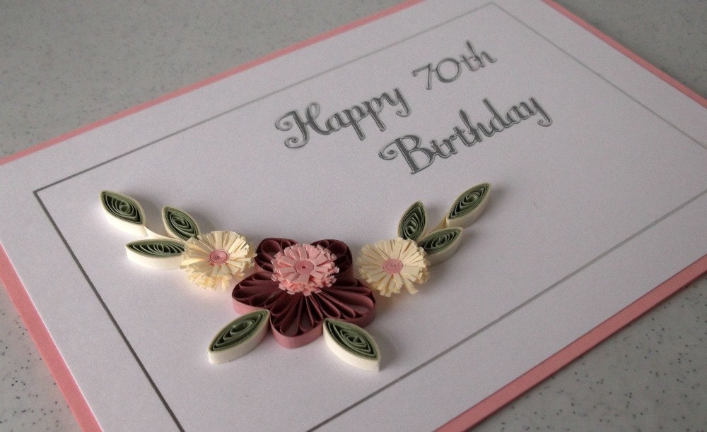 Quilled 70th birthday card handmade quilling design can be | Etsy
