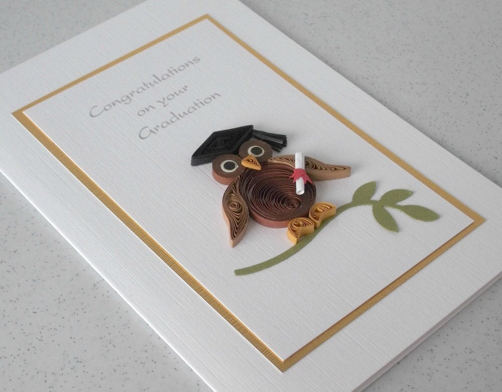 Special Handmade Graduation Card With Quilling Wise Owl ...