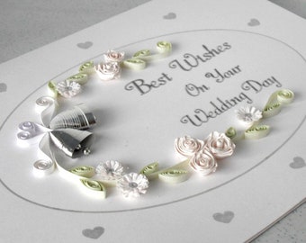 Wedding card, congratulations, quilled, quilling handmade, wedding wishes,