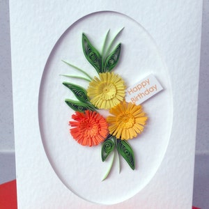 Quilled birthday card, personalized, handmade, quilled image 2