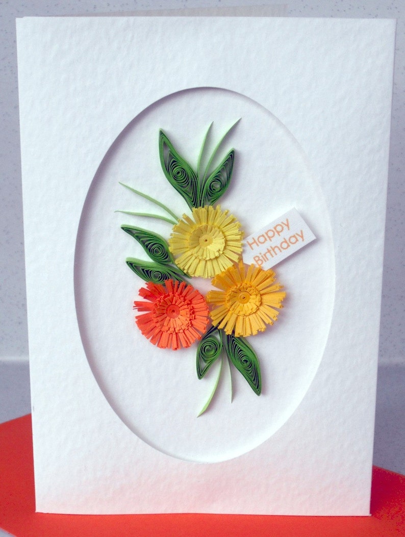 Quilled birthday card, personalized, handmade, quilled image 2