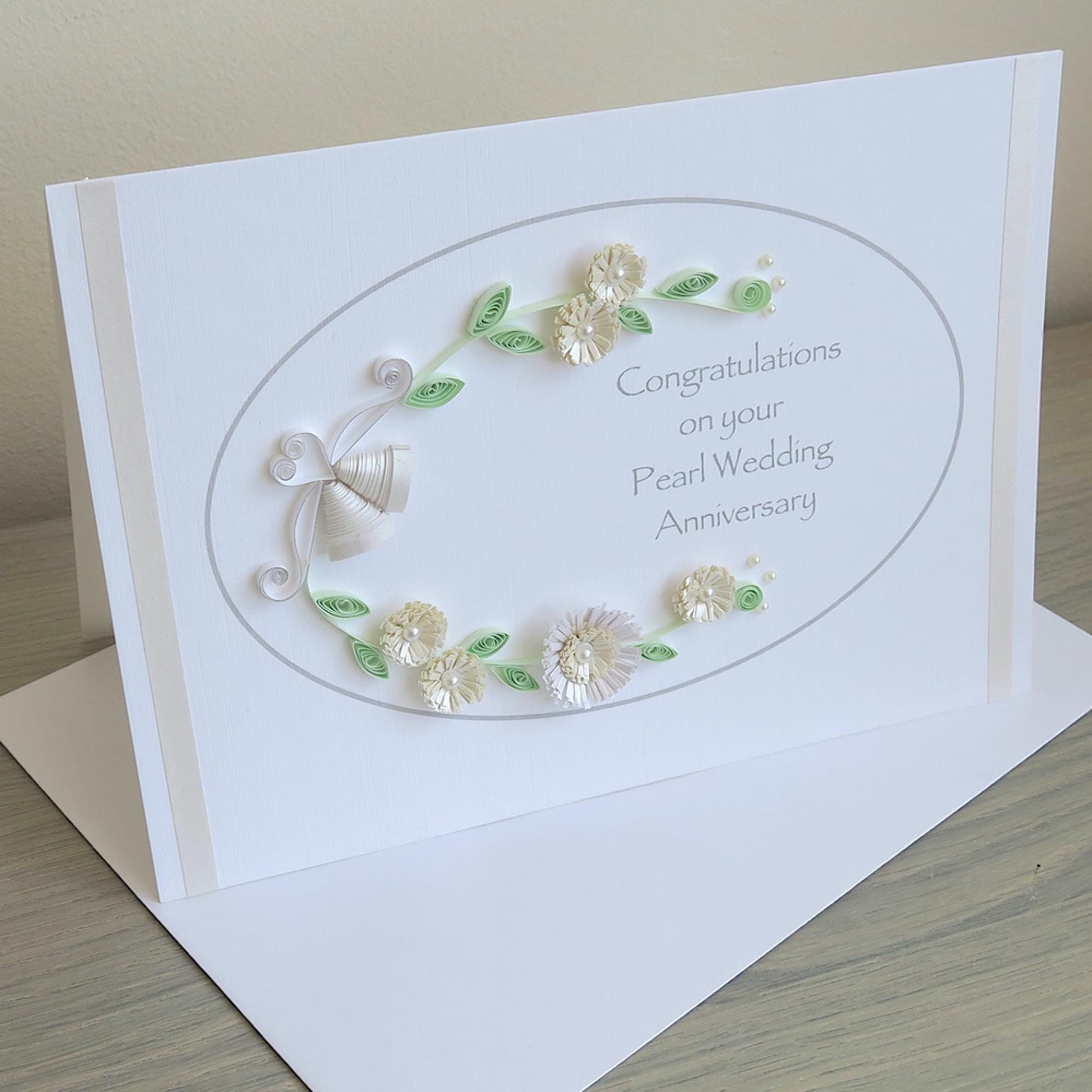 Handmade Pearl 30th Anniversary Card With Paper Quilling - Etsy