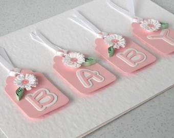 Baby girl birth congratulations card, quilled, quilling, handmade