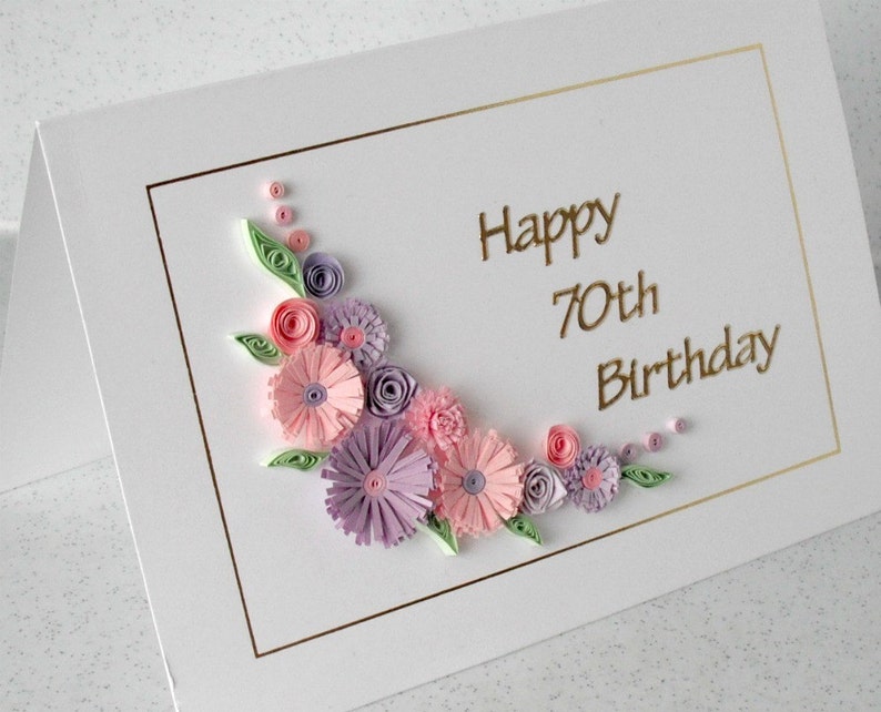 Handmade quilled 70th birthday card, any age 60th, 80th, 90th, 100th image 2